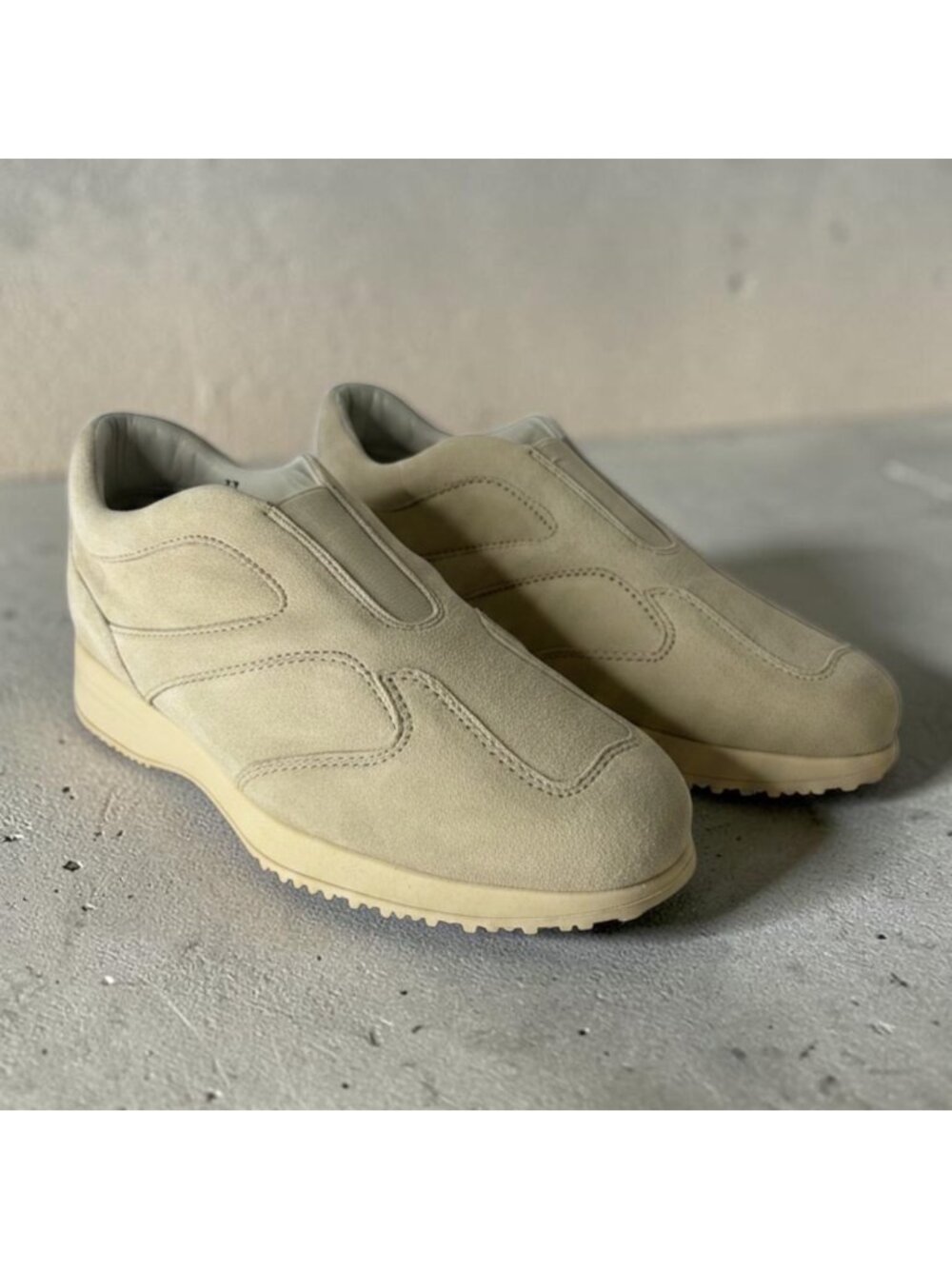 Hogan Slip on Suede Sneakers Cream EU 37 Hand Made New w/ defect